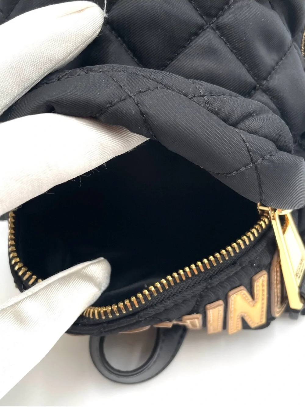 Moschino Black Mini Quilted Backpack